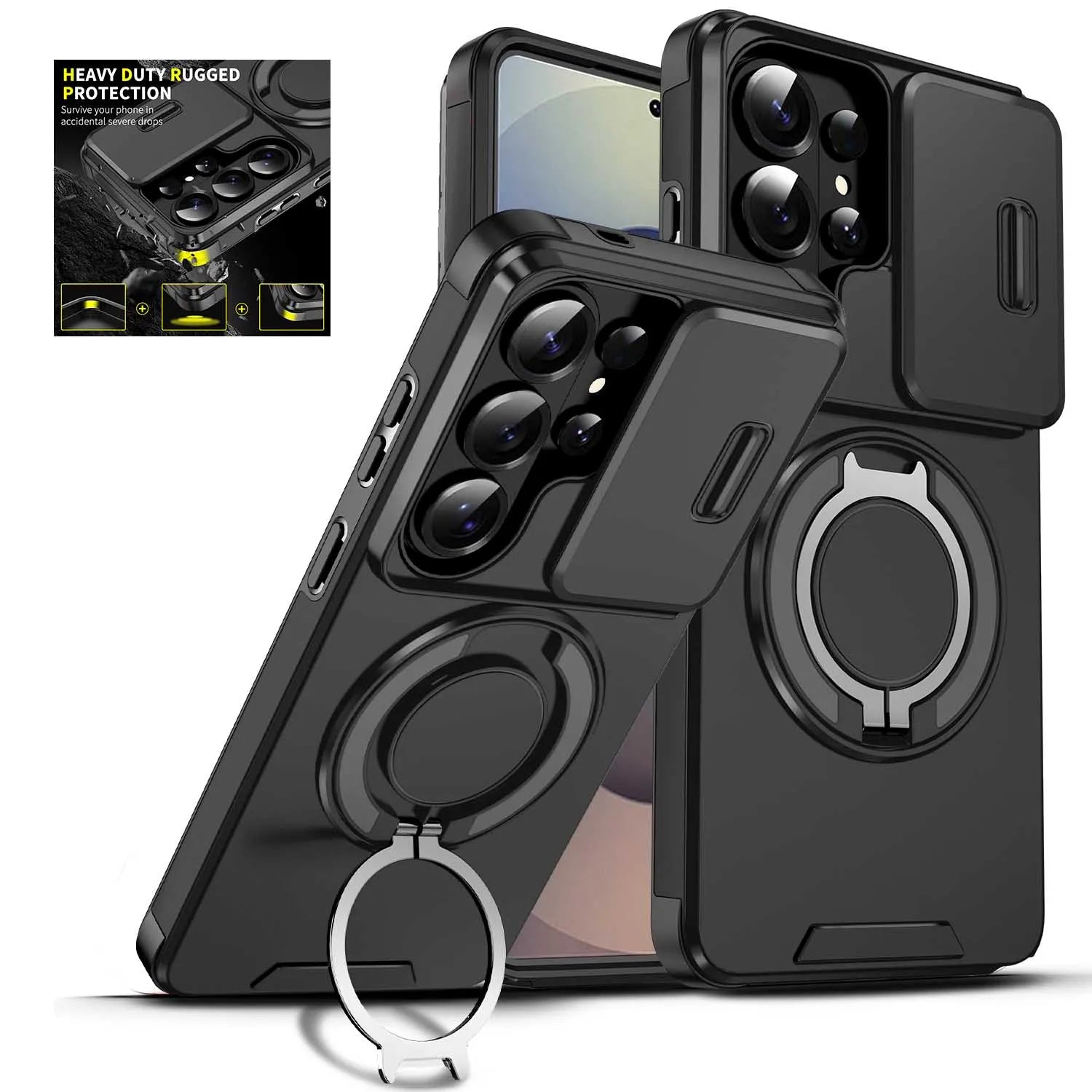For Samsung S26 S25 S24 S23 Plus Ultra Magnetic Bracket Phone For Samsung S25 24 23 FE S26 25 Edge Sliding Window Anti Fall Case