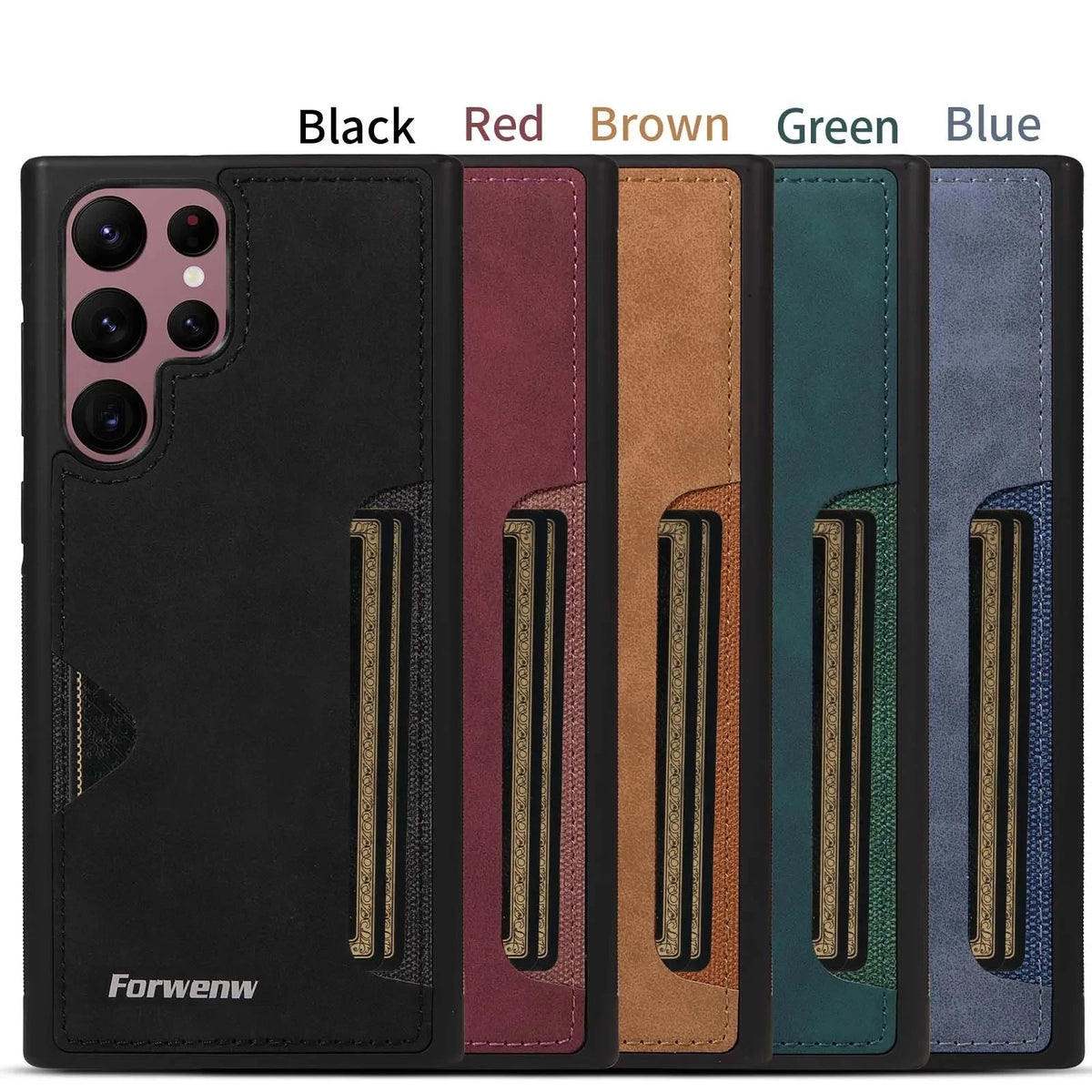 Retro Card Holder PU Leather Case for Samsung Galaxy S26 S25 S24 Ultra S23 S21 FE S22 S20 S10 S9 S8 Plus Note 20 10 Phone Cover