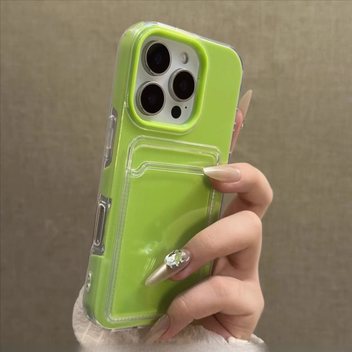 Luxury 2in1 Card Bag Holder Phone Case For iPhone 17 16 15 14 13 12 Pro Max Candy PC Wallet Shockproof Silicone Soft Clear Cover