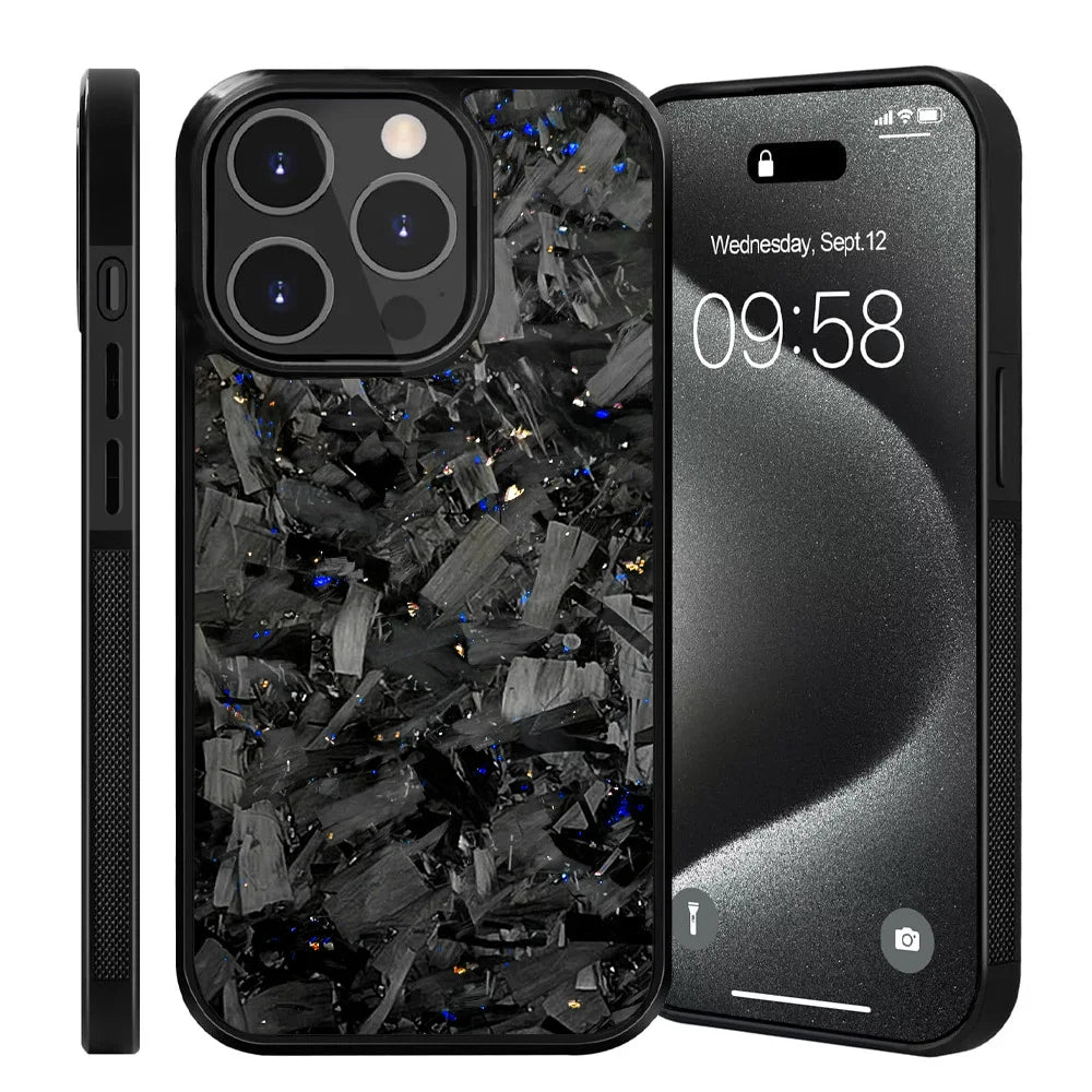 Magnetic Real Forged Carbon Case for iPhone 17 17Air 16 15 14 13 12 11 Pro Max 16+ 15+ Protective Phone Back Cover with MagSafe