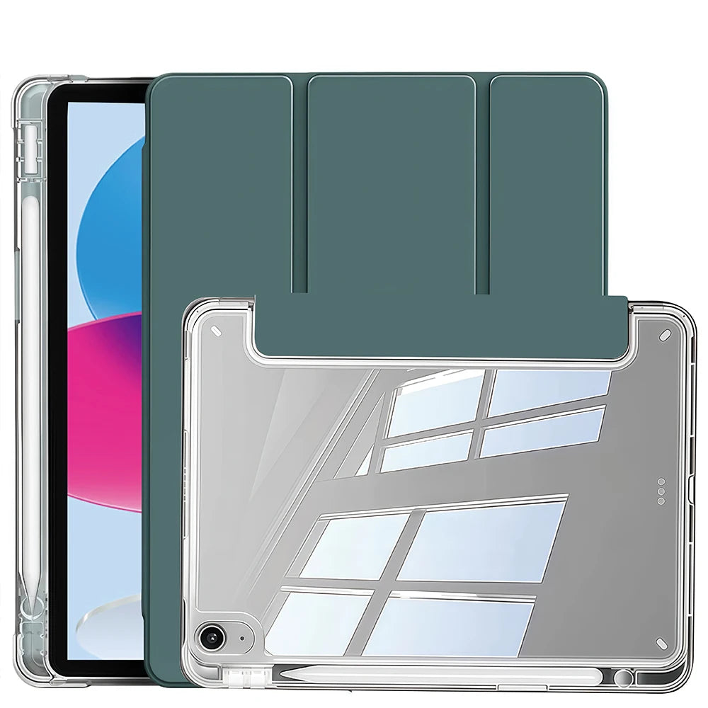 Case for iPad (A16) 11th Gen, 10th Gen, 11-inch 2025, iPad 9th/8th/7th/6th/5th gen, iPad Air Crystal Clear Case with Pencil Slot