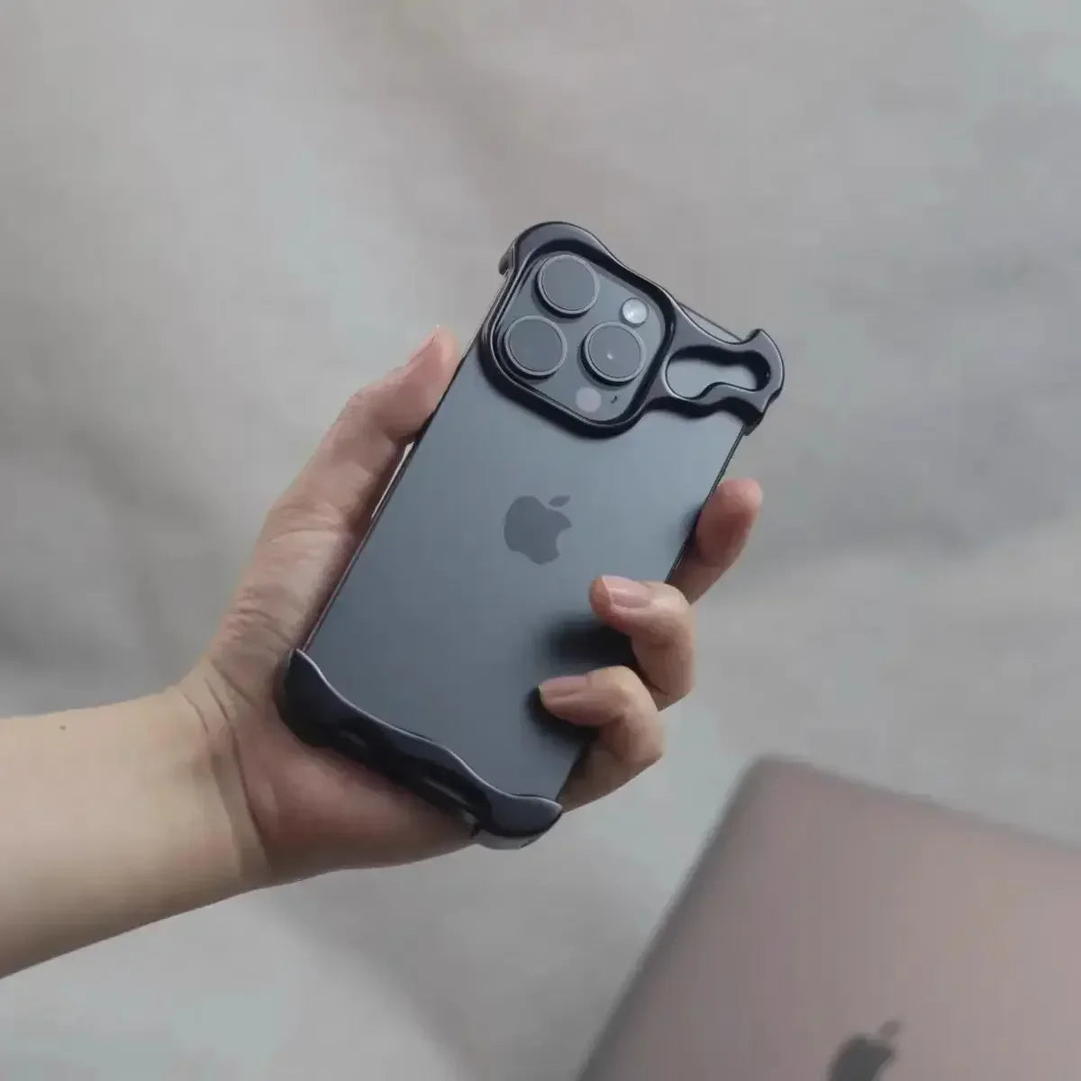 Irregular Metal Bumper Phone Case For IPhone 18 17 16 15 14 13 12 Pro Max Plus Lens Film Protect Bare Aluminum Shockproof Cover