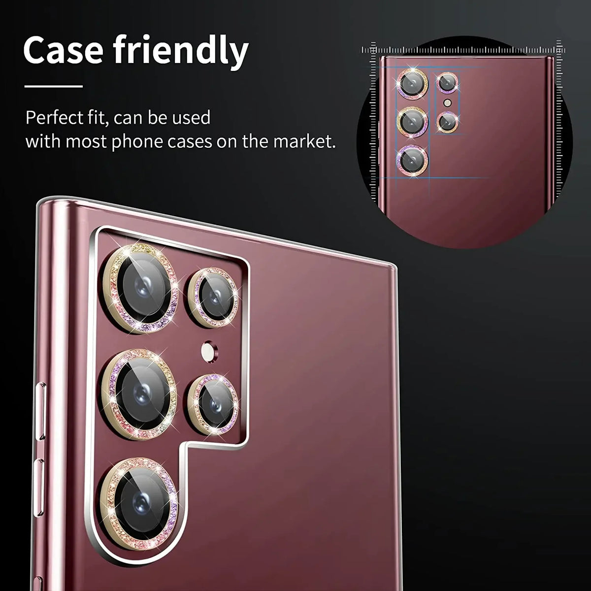Glitter Diamond Camera Lens Protector For Samsung Galaxy S26 Ultra S26 Plus S25Ultra S24Ultra Metal Ring Tempered Glass Cover