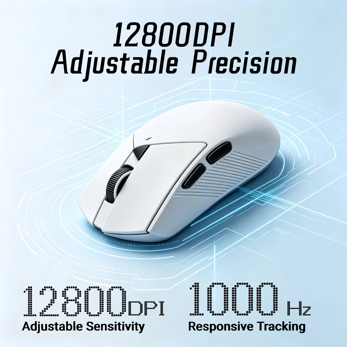 Wireless Mouse Rechargeable 3 Mode BT 2.4G Wired Lightweight 61g Gaming Mouse 12800 DPI 1000Hz Polling Rate Mouse for PC Laptop Office Gaming