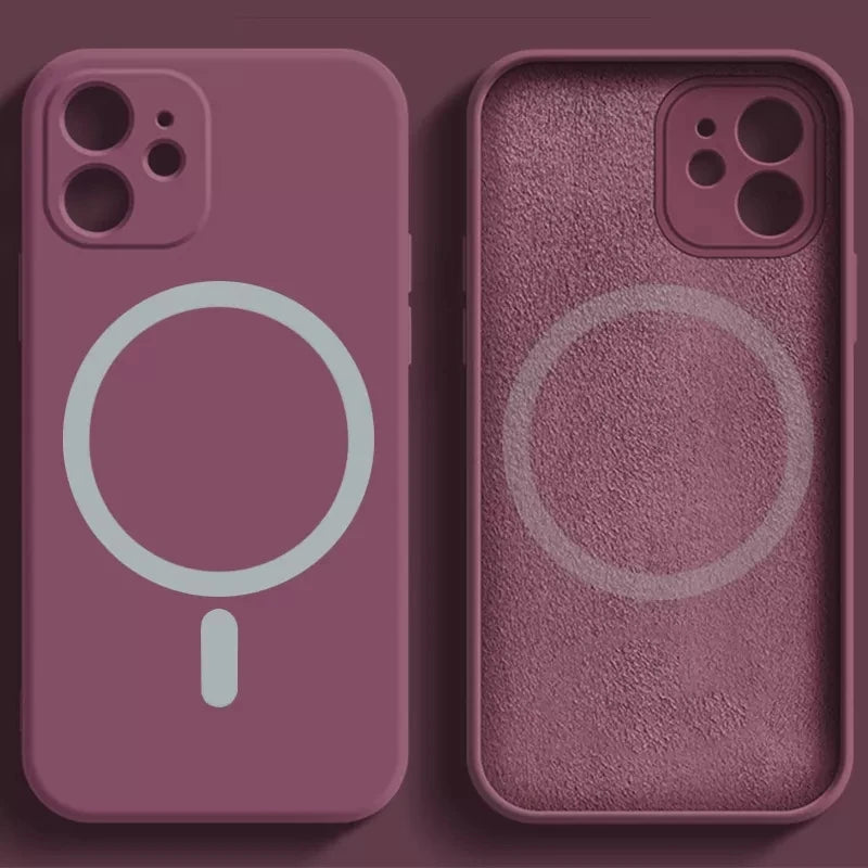 For Apple Magnetism Cover Original Liquid Silicone Magsafe Case Iphone 14 13 12 Mini 11 Pro Max X Xs Xr 7 8 Plus Se 202 Flocking