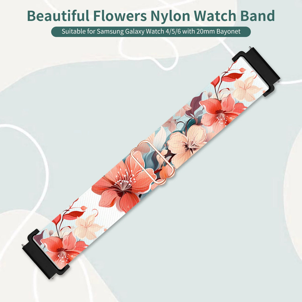 1 Pack Man Woman 20mm Printed Watch Stretchy Loop Band For Galaxy Watch 7 6 5 4 3 FE 40mm 41mm 42mm 44mm 45mm 46mm