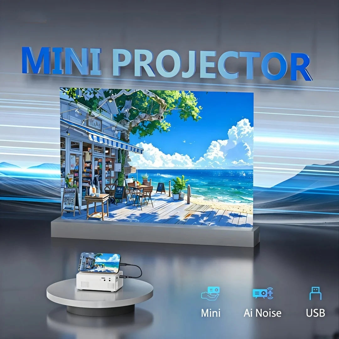XNANO Q1 Mini Projector Portable,1080p,Supports USB-C Wired Connection,Lag-Free Gaming,AI Noise Reduction,Home Cinema Projector