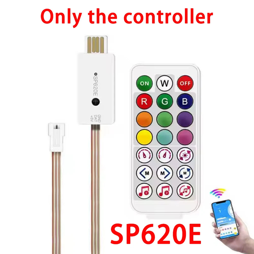 WS2812B COB LED Strip Lights DC5V 5mm Full Color SPI RGB-IC 100/160LEDs Individually Addressable Smart Pixels Tape Light