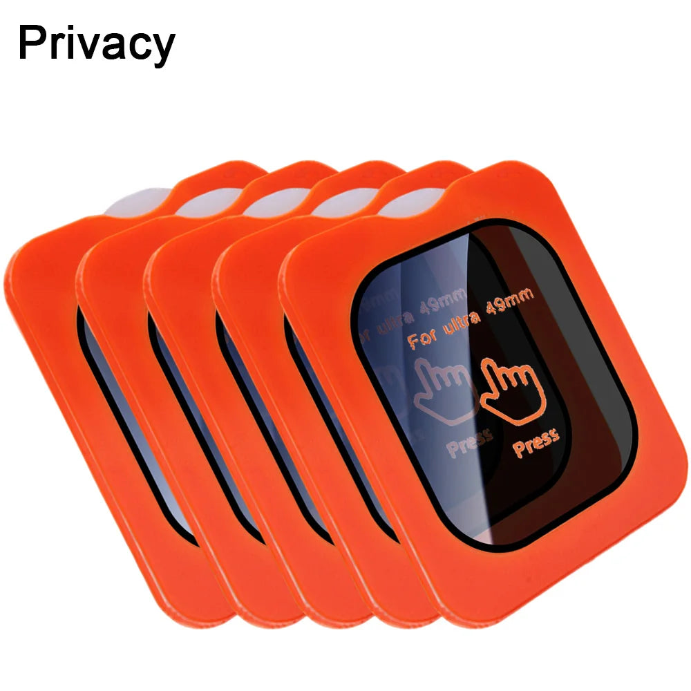 1-5PCS Privacy Tempered Glass Screen Protector with Auto-alignment Installation Frame for Apple Watch Ultra 4 3 2 1 49mm HD Film