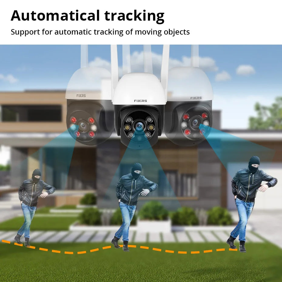 Fuers 8MP 4K IP Camera Outdoor Home Security Auto Tracking AI Human Detection WIFI CCTV Surveillance Camera Work With Tuya Smart