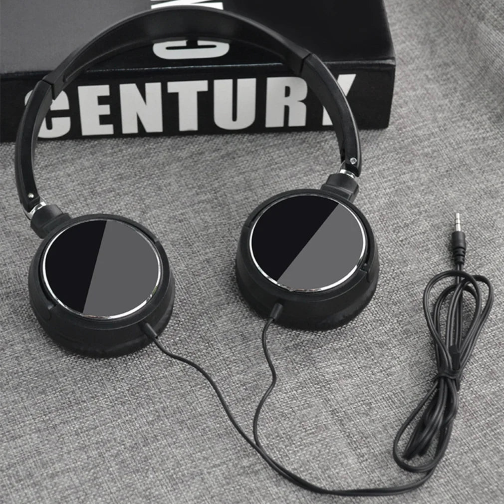 Foldable Noise Canceling Sport Wired Earphones Universal 3.5mm Over Ear Headphone HiFi Stereo Sound Portable Music Game Headset