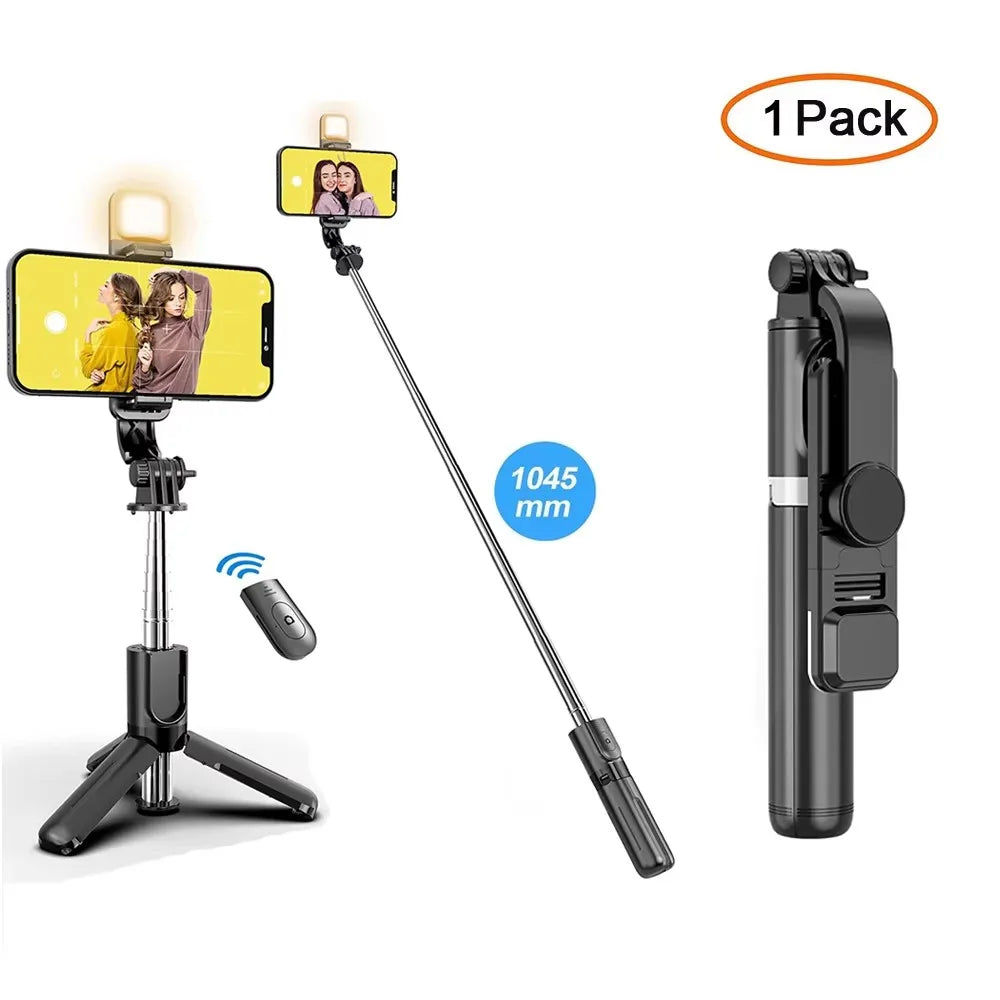 New Wireless Bluetooth Selfie Stick Tripod with Remote Extendable Tripod with LED Light Detachable for iPhone Android Smartphone