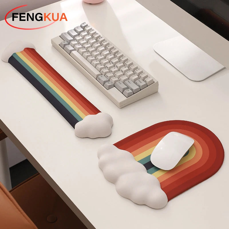 Rainbow Mouse Pad Wrist Rest for Computer Laptop Keyboard Desktop Pad Ergonomically Designed to Reduce Wrist Fatigue Mouse Pad