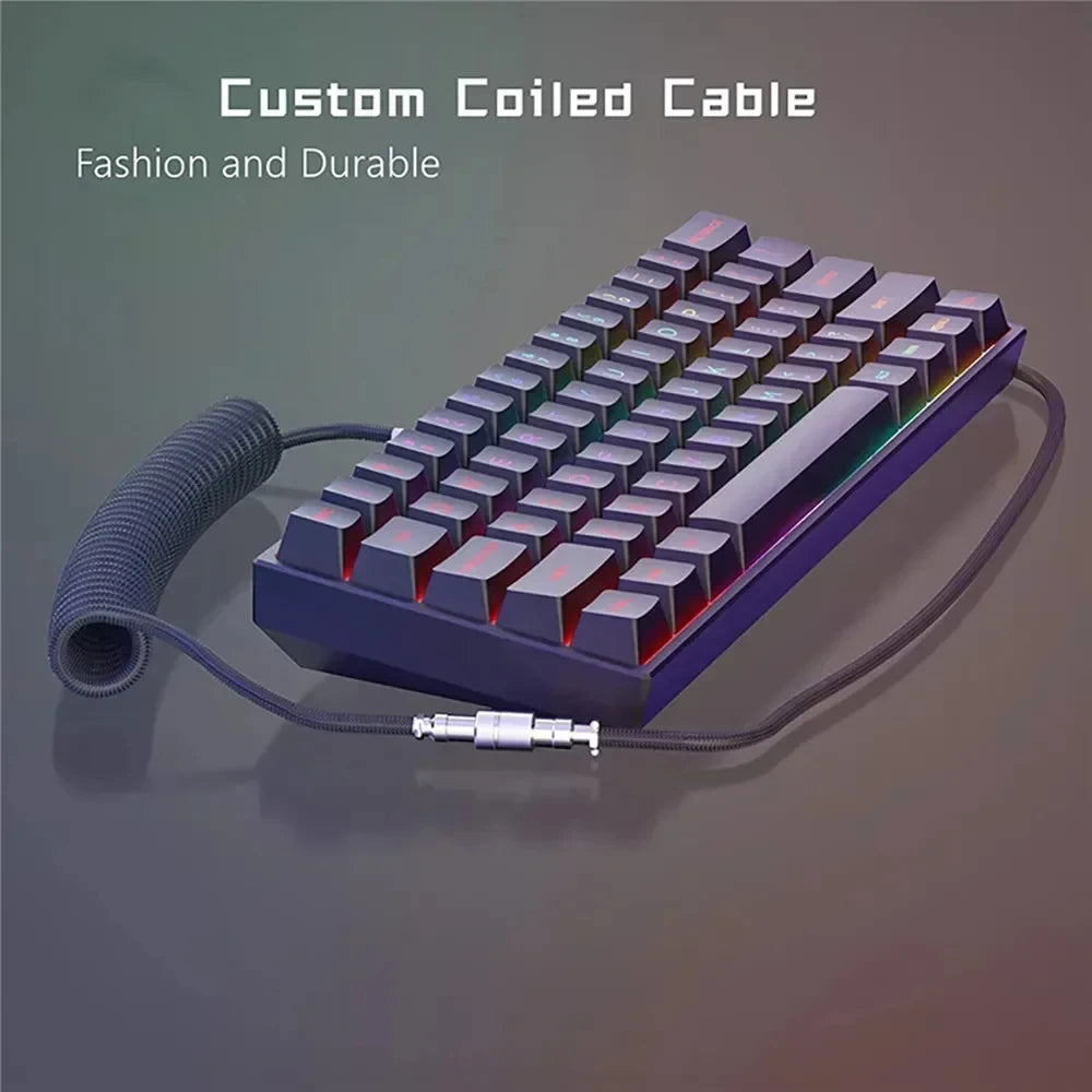 Mechanical Keyboard Coiled Cable Type-C USB Port Aviator Coiling Cable for Gaming and Desktop Computers Aviation Connector Cord