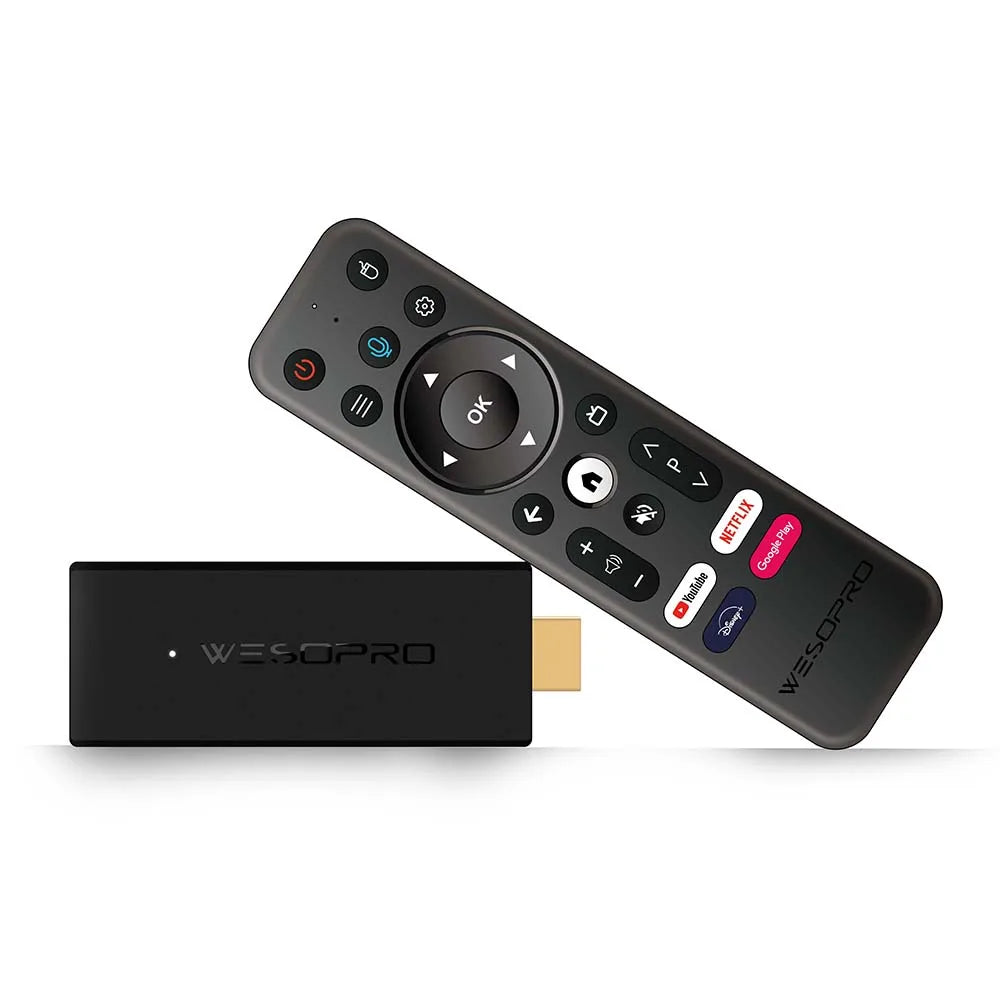 WESOPRO Android TV Stick G2 Smart IPTV Dongle 4K 30fps 2GB RAM 16GB ROM Dual Band 2.4GHz 5.0GHz Wifi 6 BT5.0 Compatible with ATV