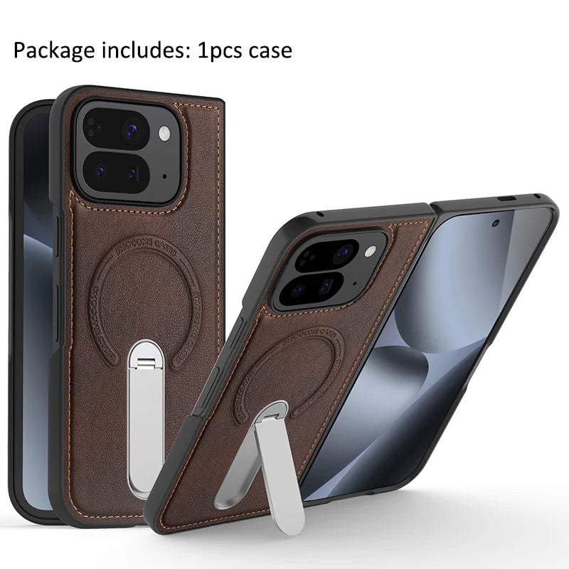 Magnets Magnetic For Magsafe PU Leather Case For Google Pixel 10 Pro Fold Wireless Charging Shell