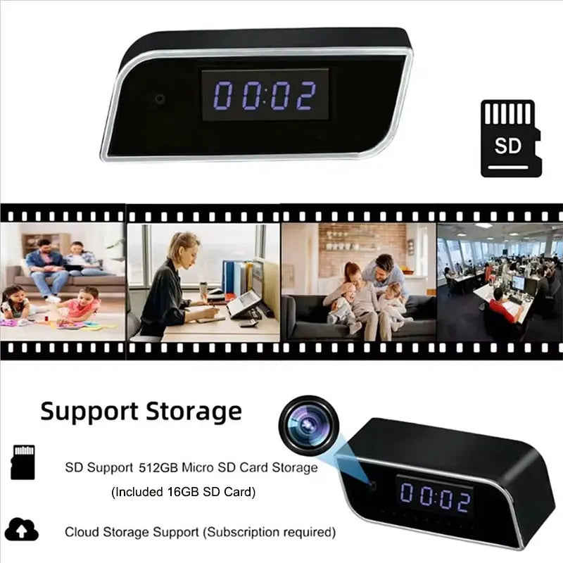 Mini Wireless WiFi Camera Ultra HD Digital Clock Cameras With Night Vision Motion Detection Remote Viewing Recorders for Home