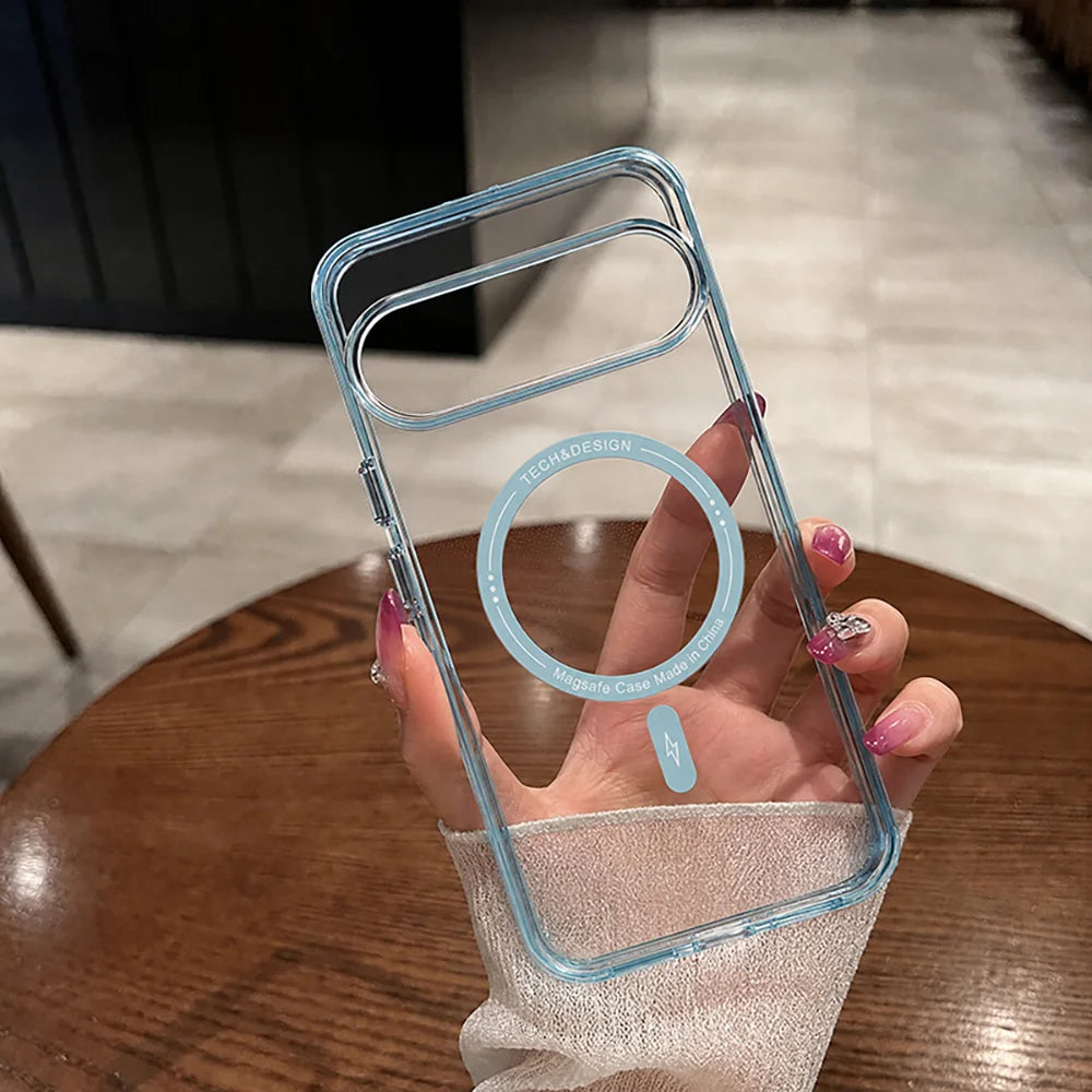 Color Frame Clear Magnetic Phone Case For Google Pixel 9 10 Pro XL 10A 9A 8A 1 0 9 8 Cases Wireless Charging Cover Capinha Funda