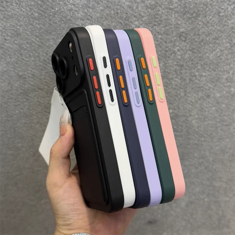 Luxury Soft Silicone Wallet Case For iPhone 17 16 15 14 Plus 13 12 Pro Max XR XS Shockproof Card Holder Slot Cover