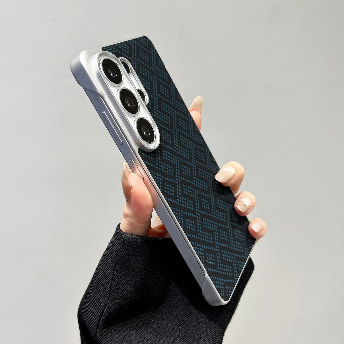 Business Plating Ultra-thin Maze Grid Pattern for Magsafe Borderless Phone Case for Samsung S26 Ultra S25 Plus Shockproof Cover