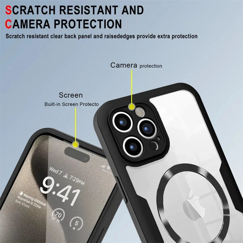 Magnetic For Magsafe 360 Full Body Front+Back Clear Case For iPhone 17 16 15 14 13 Pro Max Plus Silicone Bumper Shockproof Cover