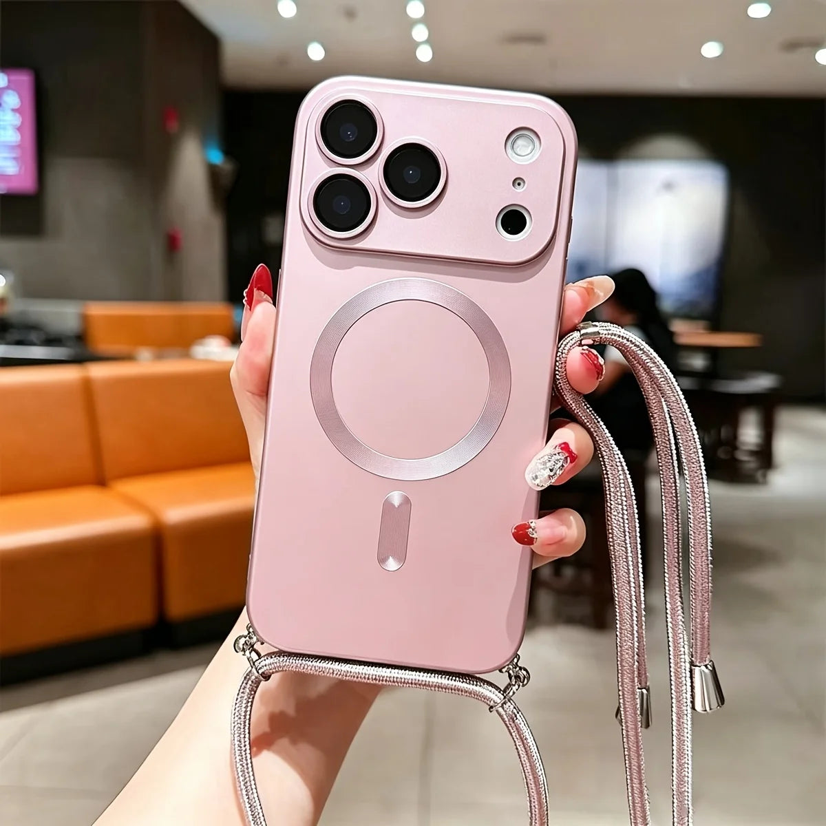 Luxury Crossbody Lanyard Magnetic Case for IPhone 17 16 15 14 12 13 11 Pro Max Plus for Magsafe Camera Protection Soft Cover