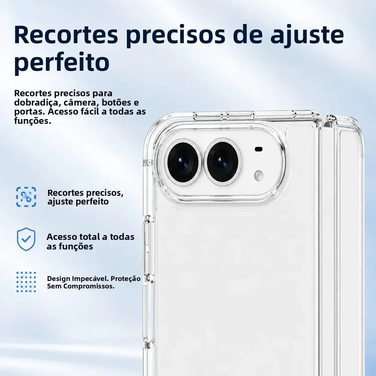 Transparent Phone Case For iPhone Duo 18 Fold 17 16 15 14 Plus 13 12 11 Pro Max Clear Shockproof Bumper Cover Protective Funda