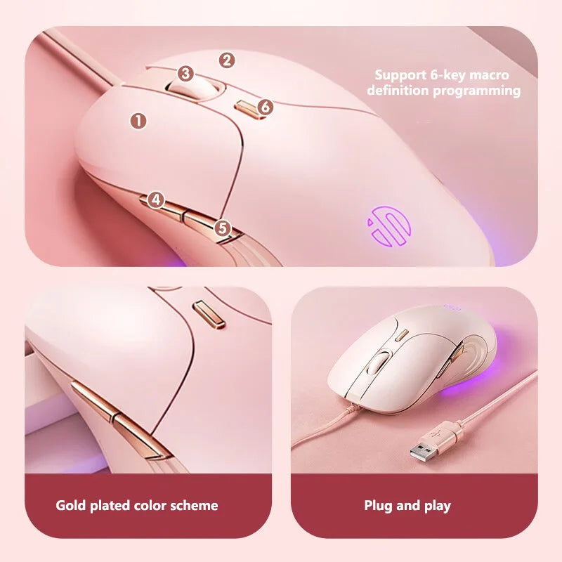 Inphic B8 Wired Mouse 4-speed DPI Adjustment Silent Office Mouse Colorful Breathing Light Effect For PC Laptop