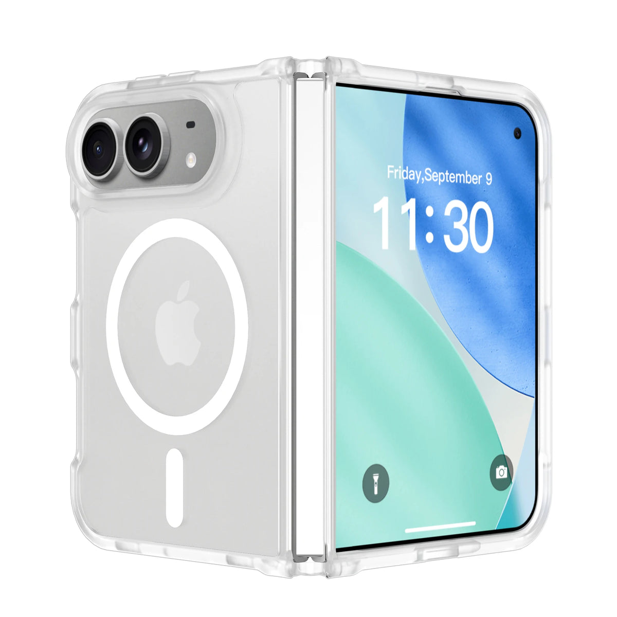 Luxury Matte Magnetic Charge Phone Case For iPhone Duo For Magsafe Skin Feel Translucent Shockproof Fold Cover Funda