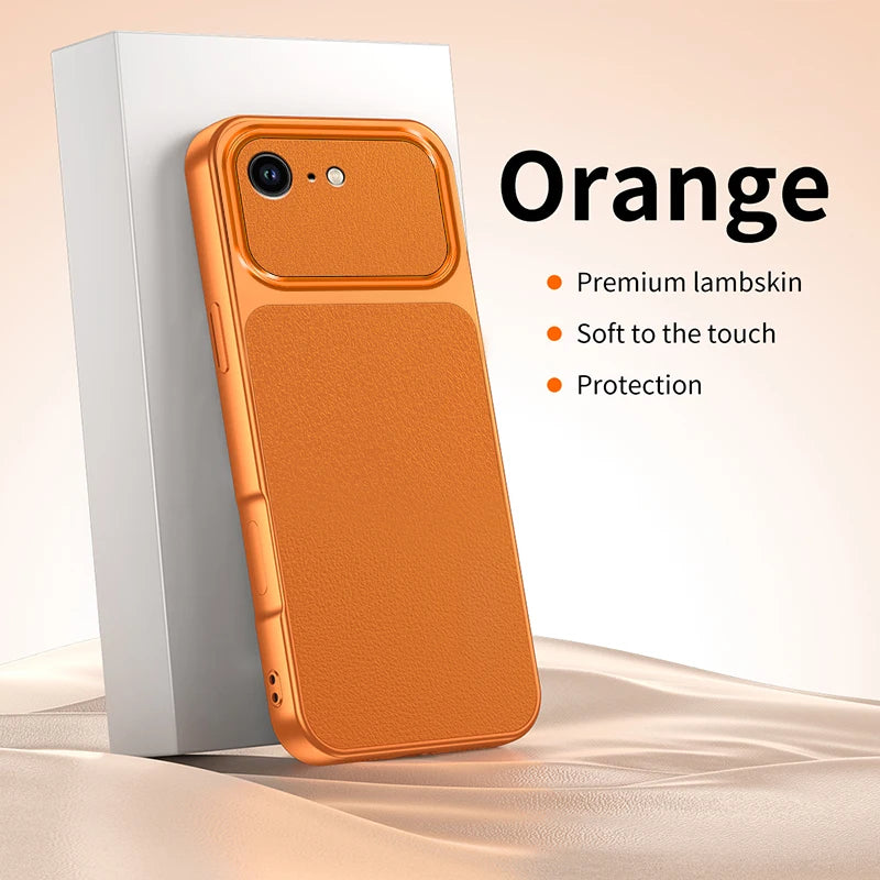 Original Shockproof Phone Case for Apple iPhone 17E 16E 5G Fashion Plating Lychee Grain High Quality Lambskin Texture Back Cover