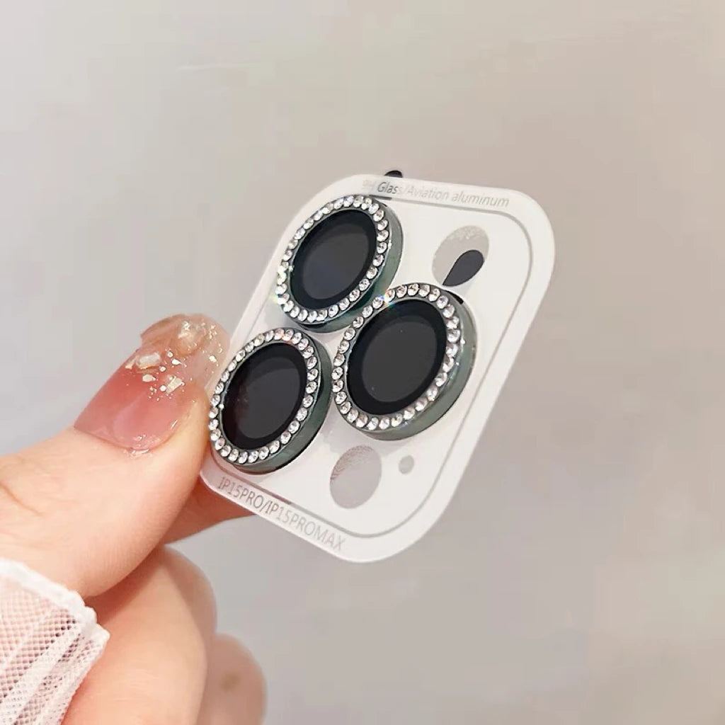 3-2Pcs Luxury Diamond Camera Protector For IPhone 17 promax 16 15 14 13 12 Pro Max Glitter Ring Lens Glass Back Lens Cap Shinny