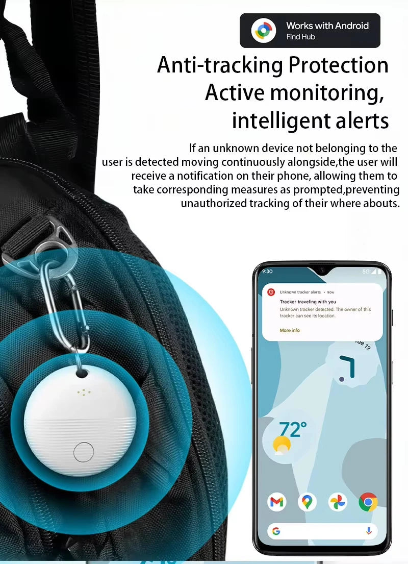 Google Find My GPS Tracker Android Airtag Portable GPS Tracker Bluetooth Locator for Bicycle Keys Never Lose Things