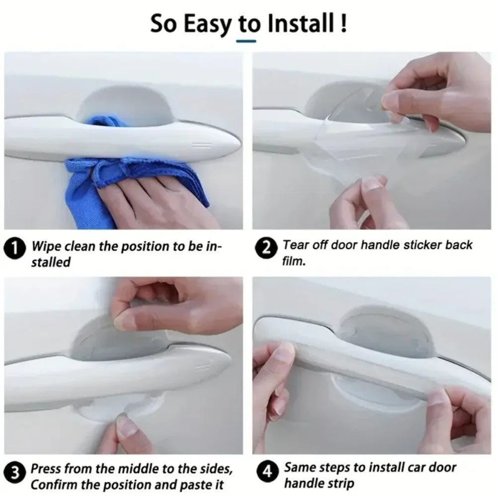 8PCS Universal Car Door Handle Bowl Scratch Protective Stickers Transparent Car Handle Anti-collision Protection Strip
