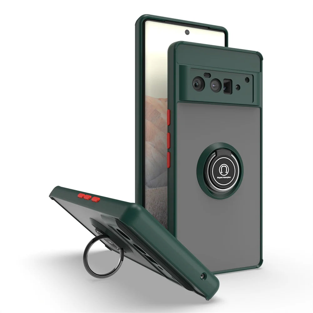 For Pixel6 Pixel 7 Pixel 8A Armor Shockproof case For Google Pixel 6 7 8 9 Pro Magnetic Holder Stand Ring Phone Cases Back Cover