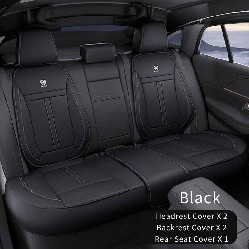 PU Leather Car Seat Cover Full Set 360°Surrounded Bottom Adjustable Back Seat Pad Waterproof Front Seat Cushion Car Accessories