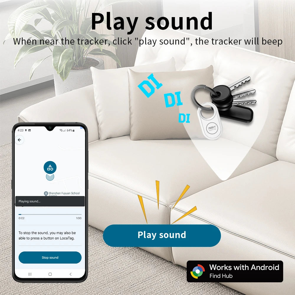 RSH 4PCS GPS Tracker for Samsung Global Finder Work with Android Google's Find Hub Anti-loss Alerts Smart Tag Sound Fast Locator