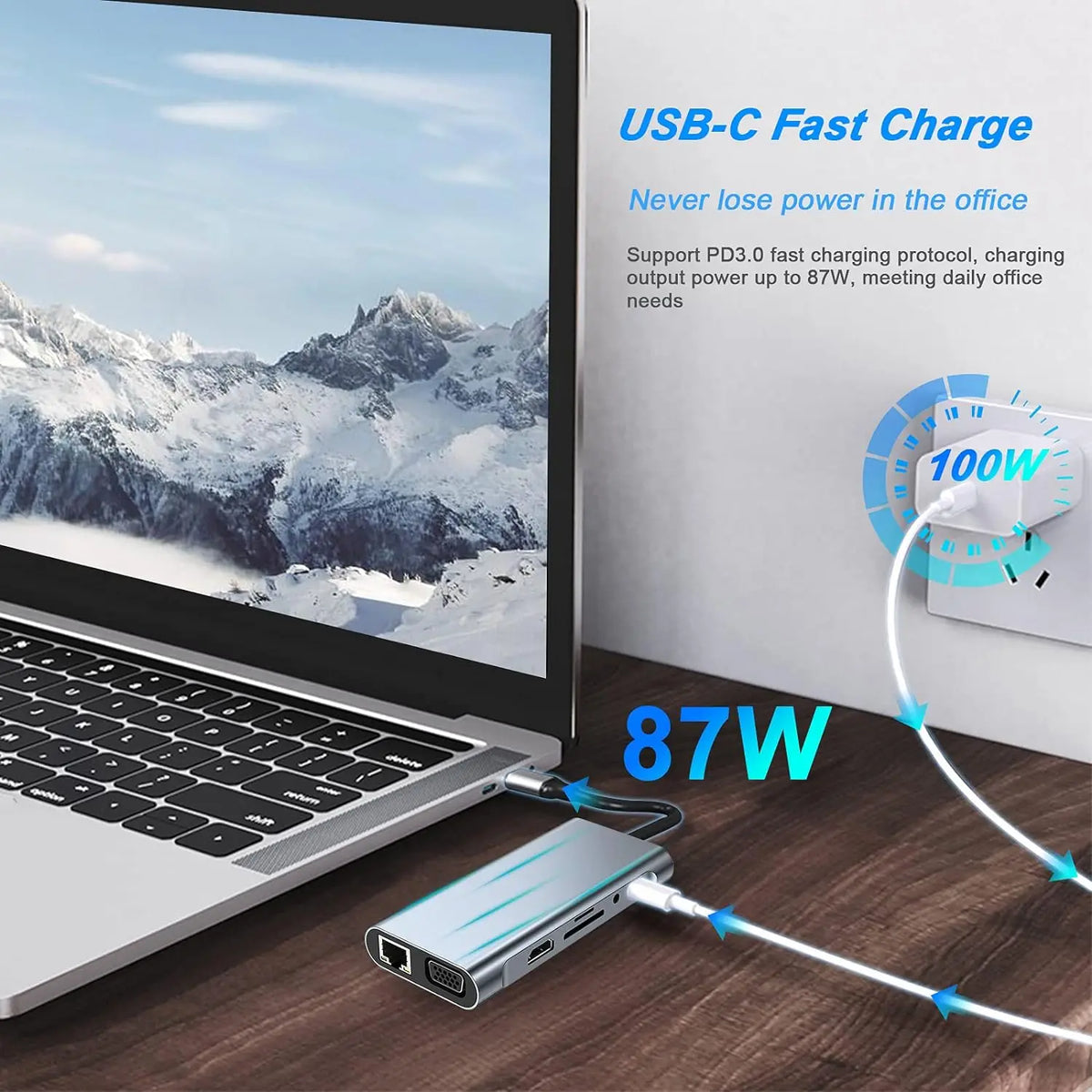 USB3.0 USB C Hub Type-C to 4K HDMI-compatible RJ45 PD Charge SD/TF Card Reader Type C To USB Adapter Dock For MacBook Air Pro PC