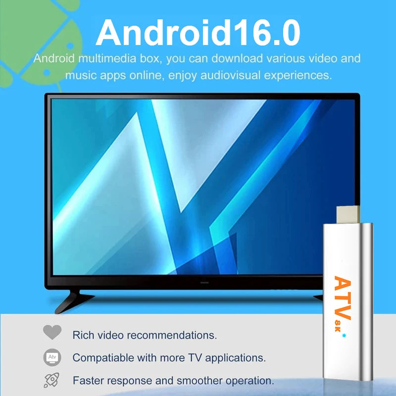 Q15 Android 16 TV Stick H313 Max Memory 256GB Voice Remote Support 2.4G 5G Wifi BT5.4 Quad Core Home Theater Smart Media Player