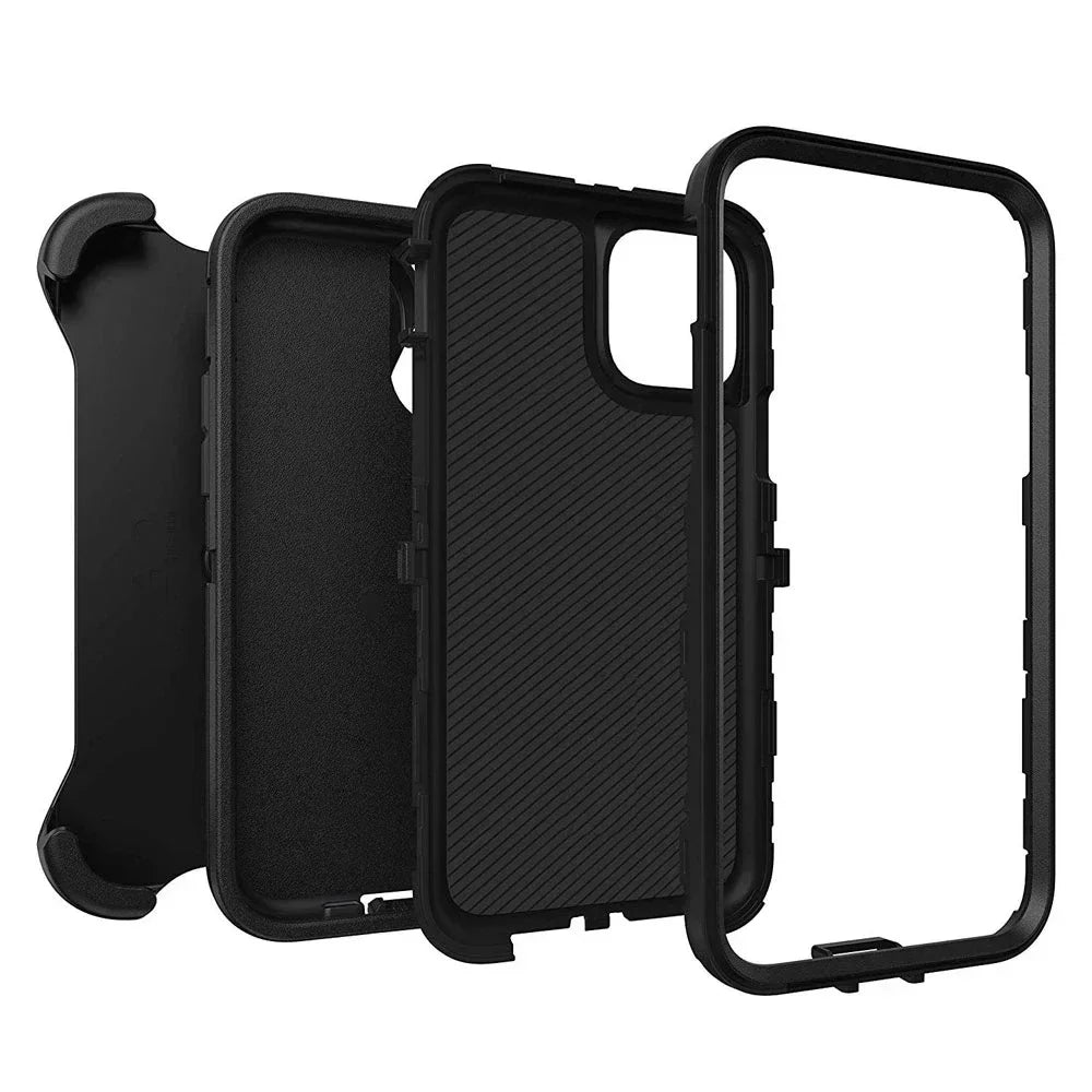 Luxury OTT Armor BOX Phone Case for IPhone 17 Air 16 15 14 Plus 13 12 Pro Max Soft Bumpers with Belt Clamp Protective Hard Cover