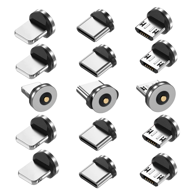 5PCS Magnetic Plug Connector Universal Round Magnetic Cable Type C Micro USB Magnet Replacement Parts for Mobile Phones