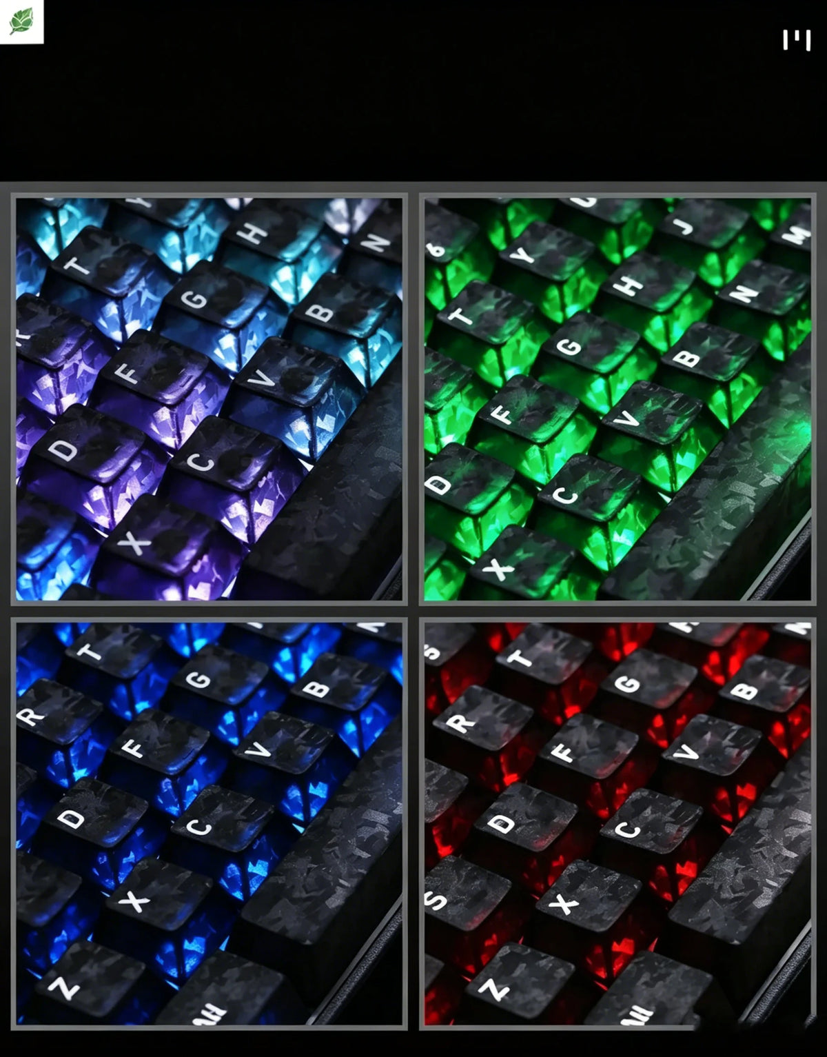 Letter Drive 2026 Forged Carbon Fiber Transparent Keycaps 132 Keys Cherry Profile RGB Backlit Key Cap For Mechanical Keyboard