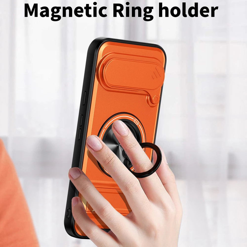 KEYSION Magnetic Phone Case for Google Pixel 9 10 Pro XL 8 7 Pro Slide Camera Protection Upright Stand 360°Ring Shockproof Cover