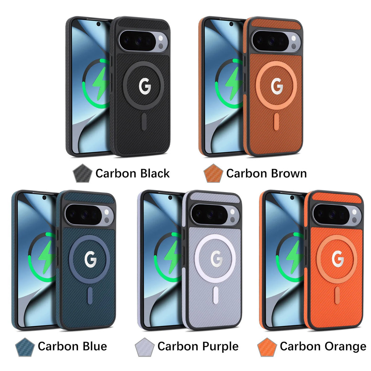 High End Carbon Fiber Texture Leather Phone Case For Google Pixel 10 9 ProXL 10A 9A For MagSafe Wireless Charger Anti-Drop Cover