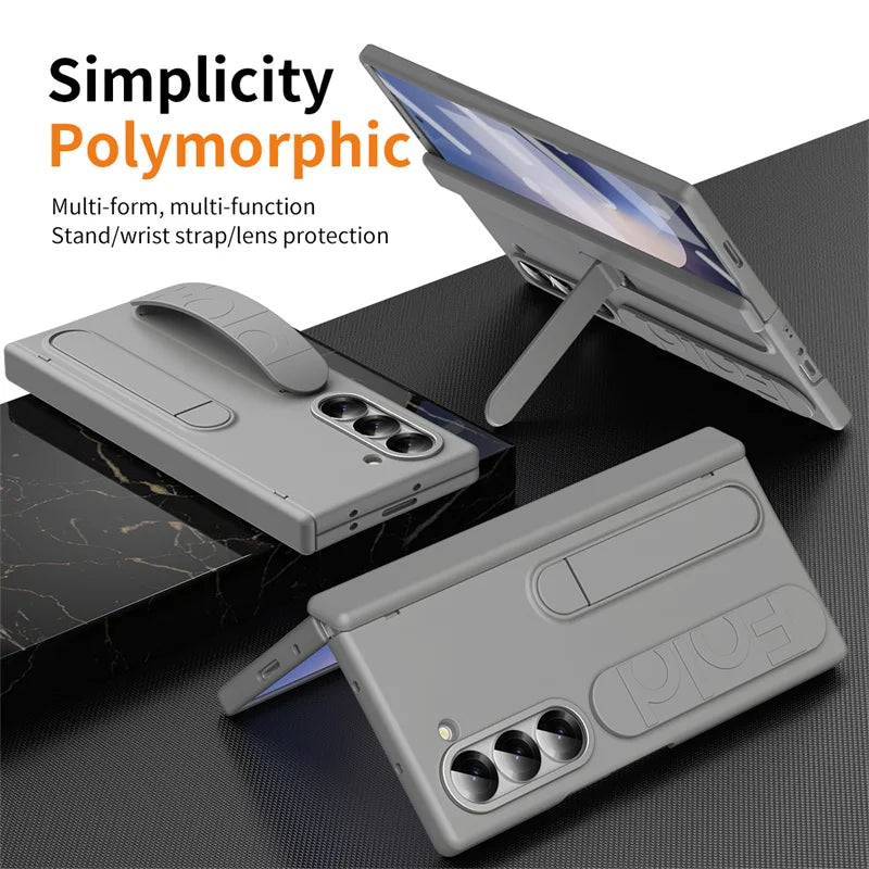 Hinge Protection For Samsung Galaxy Z Fold 7 6 5 4 3 Case With S Pen & Screen Protector & Wristband Invisible Bracket Z Fold 8