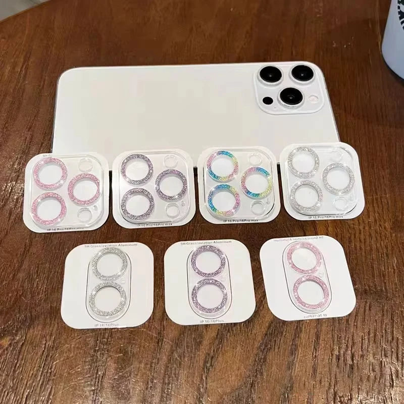 2Pcs Bling Glitter Camera Lens Protector For iPhone 16 13 12 15 14 11 17 Pro Max Plus Lens Protector Cover for iPhone 13 12 Mini