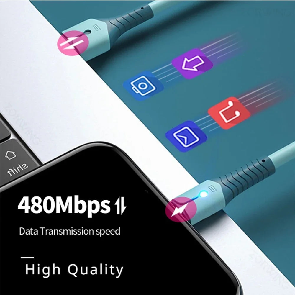 LED 3A Fast Charging USB Micro Cable Data Cable for Samsung Xiaomi Huawei HTC OPPO VIVO V8 Mobile Phone Charger USB Cable