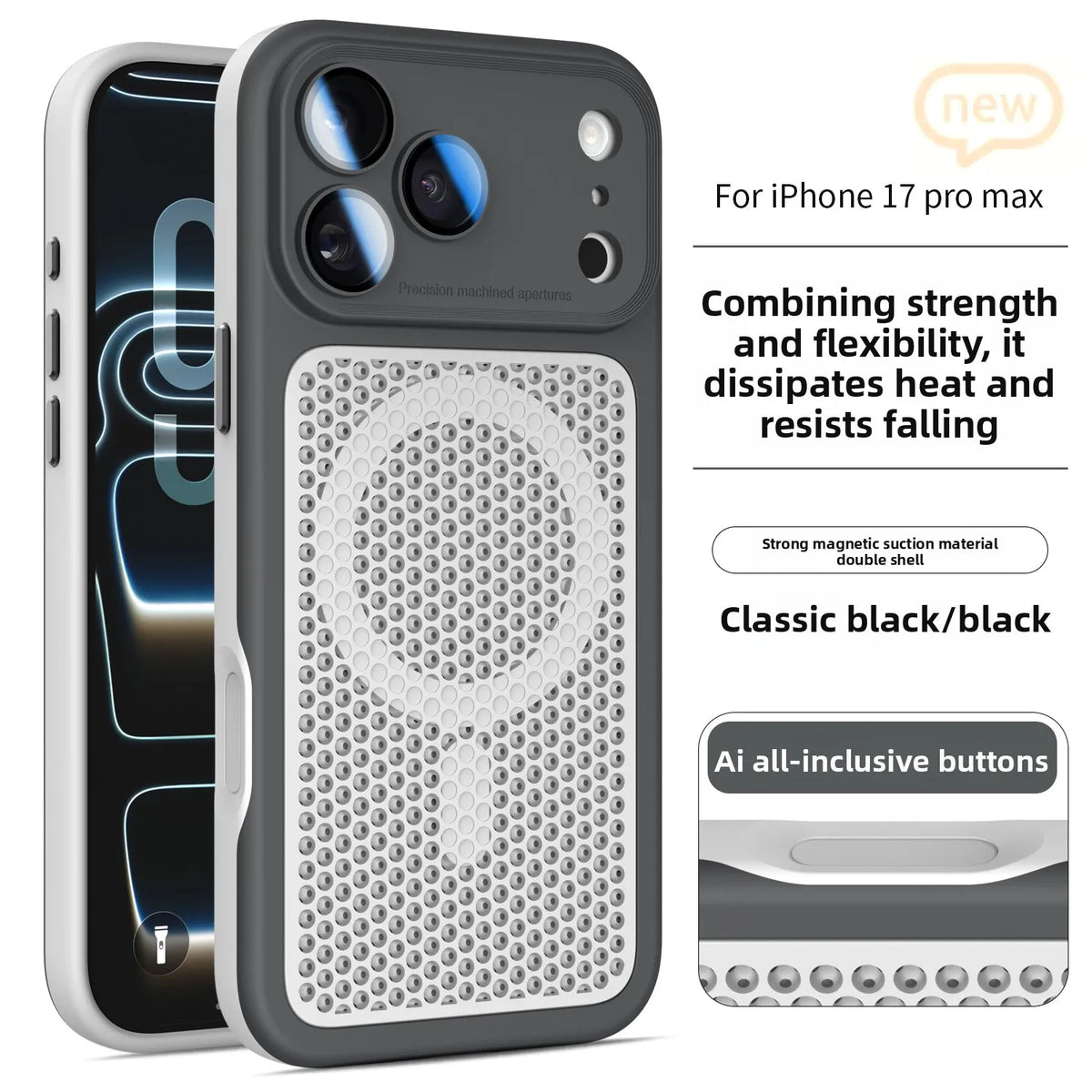 Magnetic Heat Dissipation Anti Drop Case for iPhone 17 Pro Max 16 15 14 13 12 Equipped with Lens Film for Magsafe Slim Fit Cover