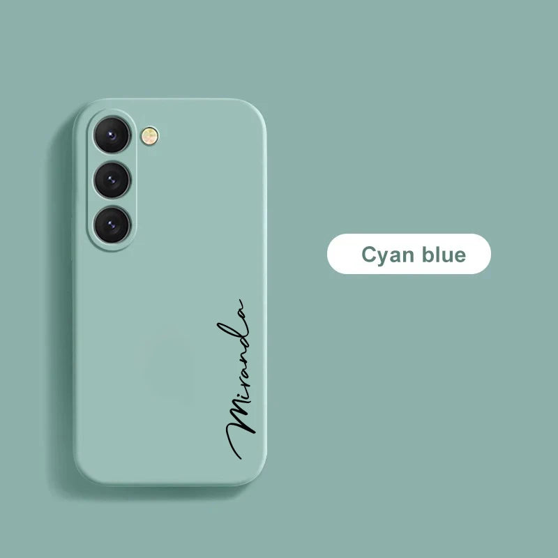 Customized Personalized Name Initials Soft Liquid Silicon DIY Case For Samsung S24 S23 S22 S21 S20FE Ultra Plus Cover For S23FE