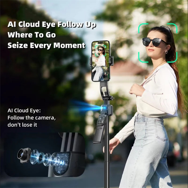 MEUYAG AI Gimbal Desktop Phone Holder Stabilizer 360°Auto Face Tracking selfie stick Tripod For Smartphone Video Vlog Live