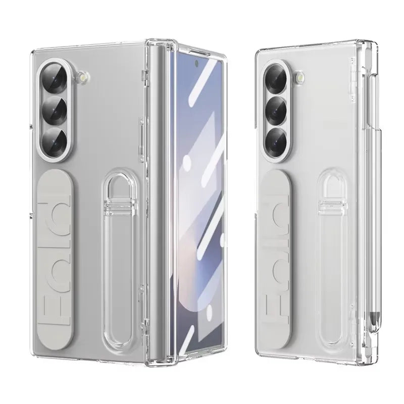 Wristband Holder Hinge Case For Samsung Galaxy Z Fold 8Ultra 8 7 6 5 4 3 5G With Pen Slot S Pen Screen Protector Film Protect